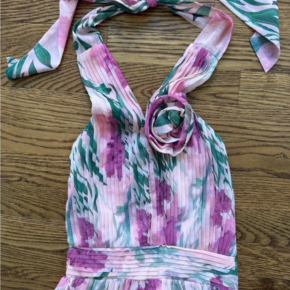 PETAL + PUP Floral Maxi Dress Coquette Ruffle Fairy Ethereal Halter 3D Pink XS‎ - Picture 4 of 8